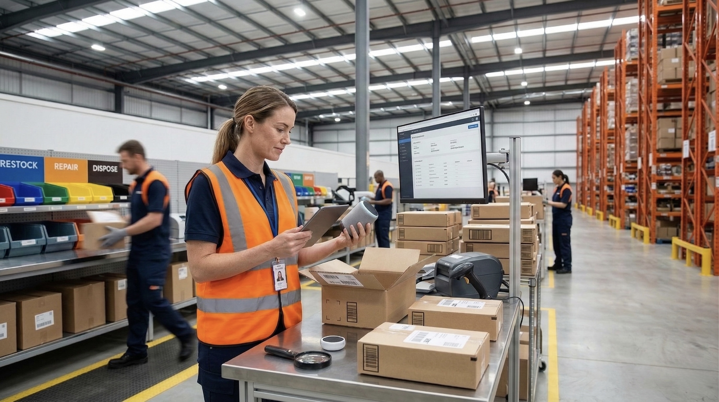 Returns handling zone in Pick Pack Pro UK warehouse
