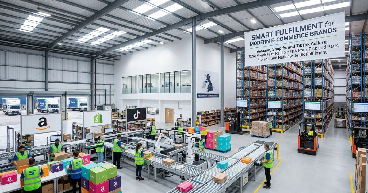 Amazon FBA prep centre UK — goods-in inspection at receiving bench